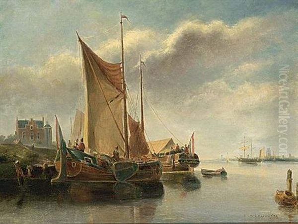 Dutch Sailing Vessels Near The Coast - view 1