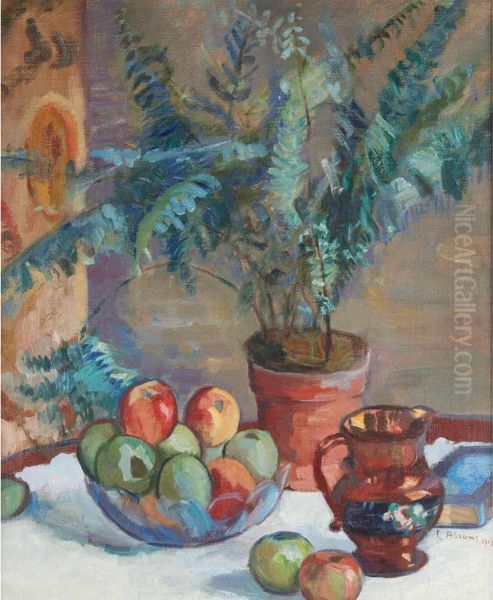 Still Life With Potted Fern, Apples And Jug - view 1