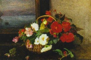 Opstilling Med Blomster I Kurv Opstilling Med Blomster I Kurv