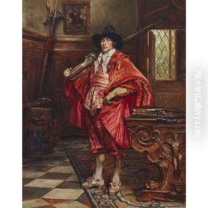 Cavalier Standing In A Panelled Interior Cavalier Standing In A Panelled Interior