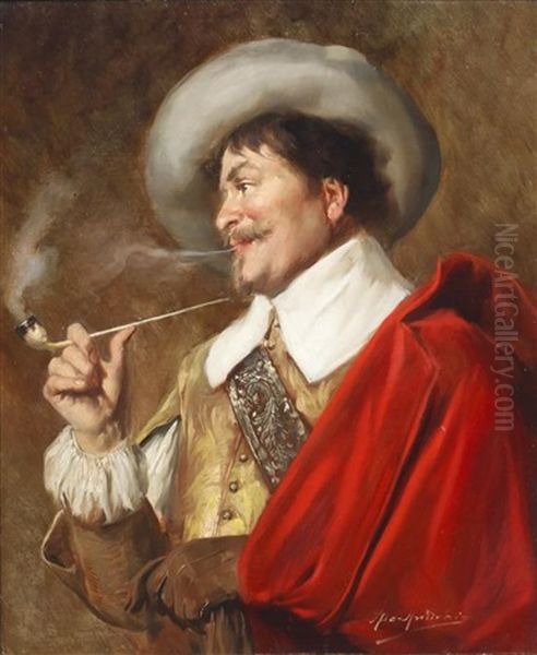 A Cavalier Smoking A Pipe - view 1