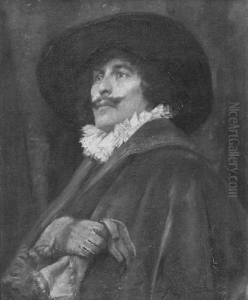 Cavalier In Red Cloak Holding Glove - view 1