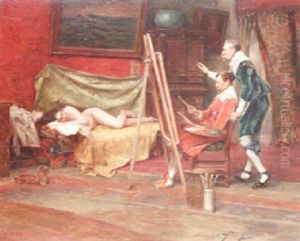Two Cavaliers Paint A Nude