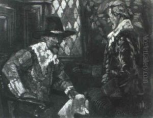Two Cavaliers In An Interior by Alex De Andreis