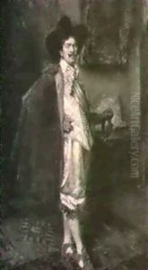 Cavalier In White With Burgundy Cloak by Alex De Andreis