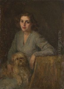 Ritratto Di Signora Con Cagnolino by Attilio Andreoli