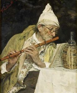 The Flautist (+ A Good Vintage; Pair) by Federico Andreotti