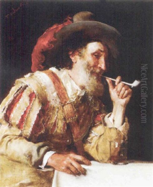 A Distinguished Cavalier Smoking A Pipe - view 1