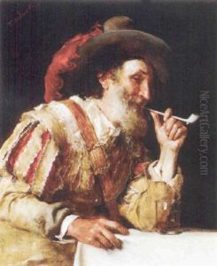 A Distinguished Cavalier Smoking A Pipe