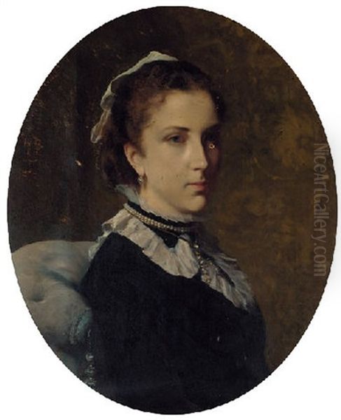 Portrait Of Edith Sancroft-kohnes In A Black Dress With A Grey Collar - view 1