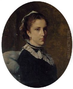 Portrait Of Edith Sancroft-kohnes In A Black Dress With A Grey Collar by Federico Andreotti