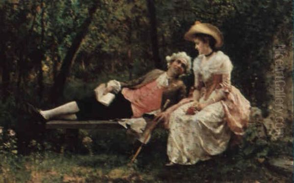 Conversation Galante Sur Un Banc - view 1