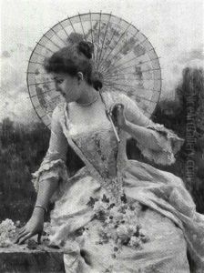 Seated Lady With Parasol by Federico Andreotti