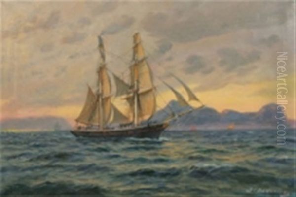 Motiv Av Brigg I Kustlandskap - view 1