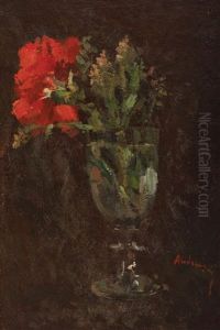 Red Carnation In Glass