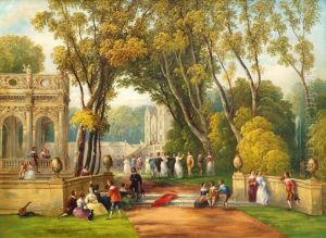 Elegant Figures In The Gardens Of A Palace by George Henry Andrews