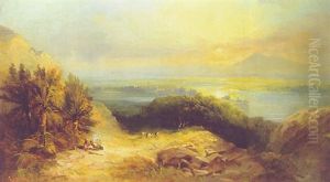 Travellers On A Hill Before An Eastern City by George Henry Andrews