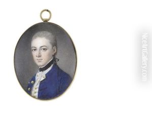 A Midshipman, Wearing Blue Coat, White Waistcoat, Frilled Lace Chemise And Black Stock, His Hair Powdered And Tied With Black Ribbon by Samuel Andrews