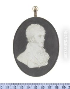 A Gentleman, Bust-length, Profile To The Left, Wearing Coat, Waistcoat, Chemise, Stock And Cravat, His Hair Curling Naturally by Samuel Andrews