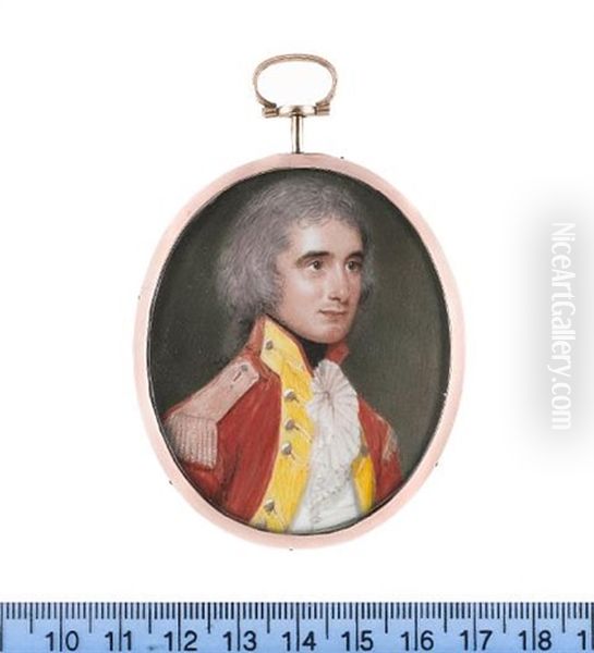 Major Paul Bose, Wearing Red Coatee With Yellow Facings, Silver Buttons And Epaulettes, White Waistcoat, Frilled Chemise And Black Stock, His Hair Powdered - view 1