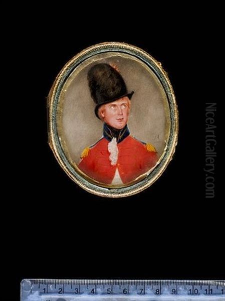 An Officer, Wearing Red Coatee With Blue And Gold Collar And Epaulettes, White Waistcoat, Frilled Chemise And Tied Black Stock, Tall Black Hat Decorated With Black, Red And White Plumes - view 1