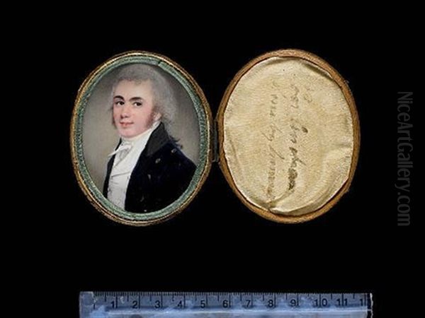 A Self-portrait Of The Artist, Wearing Dark Blue Coat With Black Collar, White Waistcoat And Tied Cravat, His Powdered Hair Worn En Queue Tied With A Black Ribbon - view 1