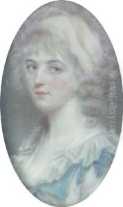 Elizabeth Campbell, Wearing A White Bandeau In Her Powdered Hair And A White Dress With A Blue Frilled Collar