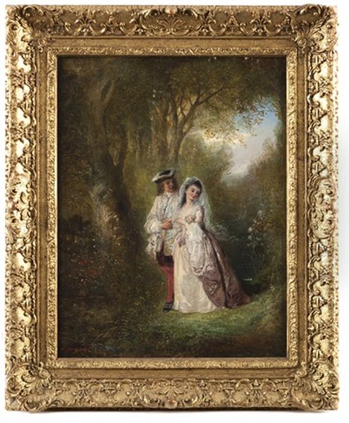 Courting Couple In A Wooded Landscape - view 1