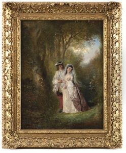 Courting Couple In A Wooded Landscape