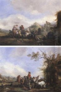 Landscape With Cavaliers by Henry Andrews