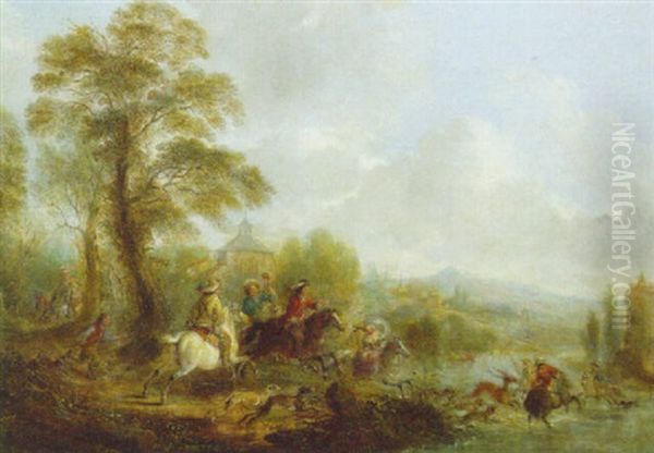 Stag Hunting In An Extensive River Landscape - view 1