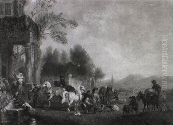 Hunting Party Returning To The Mansion - view 1