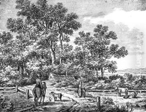 Landschaft Mit Reiter Bei Einem Gehoft