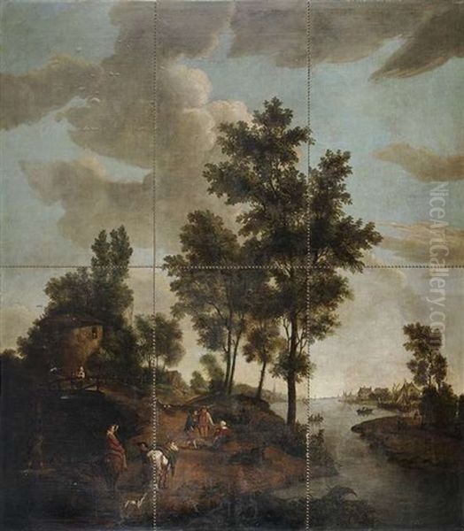 Weite Flusslandschaft Mit Figurenstaffage - view 1