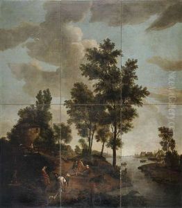 Weite Flusslandschaft Mit Figurenstaffage by Jurriaan Andriessen