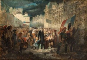 La Place De L'hotel De Ville Pendant La Revolution De by Clement-Auguste Andrieux