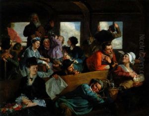 Le Wagon, Scene Animee by Clement-Auguste Andrieux