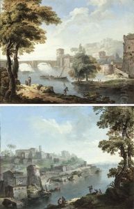 Vue Imaginaire Avec Des Pecheurs Vue Imaginaire Du Tibre