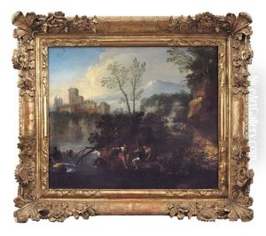 Paesaggio Fluviale Con Pescatori