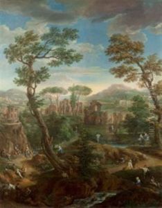 Paesaggio Con Vista Su Borghetto (+ 3 Others; 4 Works) by Paolo Anesi