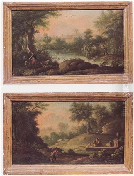 Paesaggio Fluviale Con Cacciatori (+ Paesaggio Fluviale Con Lavandaie; 2 Works) - view 1