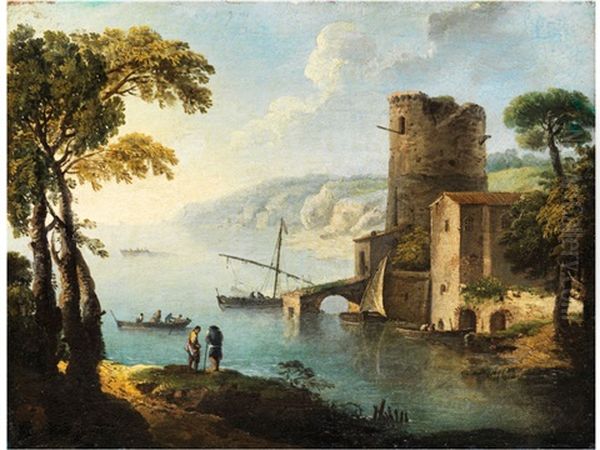 Italienische Landschaft Mit Blick Auf Eine Bucht - view 1