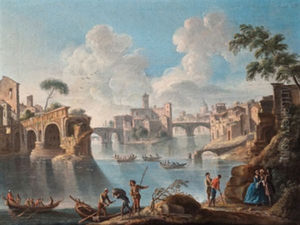 Blick Auf Den Tiber In Rom Mit Der Isola Tiberina Und Dem Ponte Quattro Capi (+ Blick Auf Den Tiber In Rom Mit Der Isola Tiberina Und Dem Ponte Rotto; 2 Works) - view 1