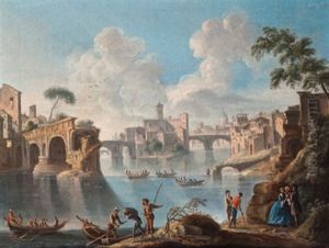 Blick Auf Den Tiber In Rom Mit Der Isola Tiberina Und Dem Ponte Quattro Capi (+ Blick Auf Den Tiber In Rom Mit Der Isola Tiberina Und Dem Ponte Rotto; 2 Works)