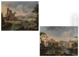 Flusslandschaften Mit Figurenstaffage (+ Flusslandschaften Mit Fischern; Pair) Flusslandschaften Mit Figurenstaffage (+ Flusslandschaften Mit Fischern; Pair)