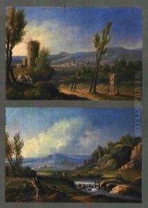 Veduta Della Campagna Romana (+ 3 Others; 4 Works) by Paolo Anesi