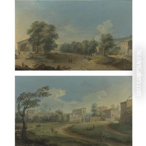 View Of The Arsenal Near The Porta Portese, Rome (+ Landscape With A Shepherd And Other Figures Outside A Walled Town; Pair)