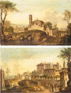 Views Of Rome (pair) by Paolo Anesi