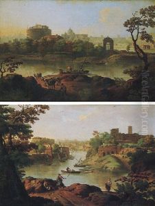 Rome, A View Of The River Tiber by Paolo Anesi