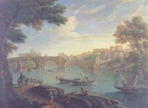 View Of The Tiber, Rome, With The Ponte Rotto by Paolo Anesi